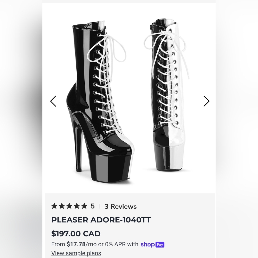 Pleaser Adore Black and White Platform Heels
